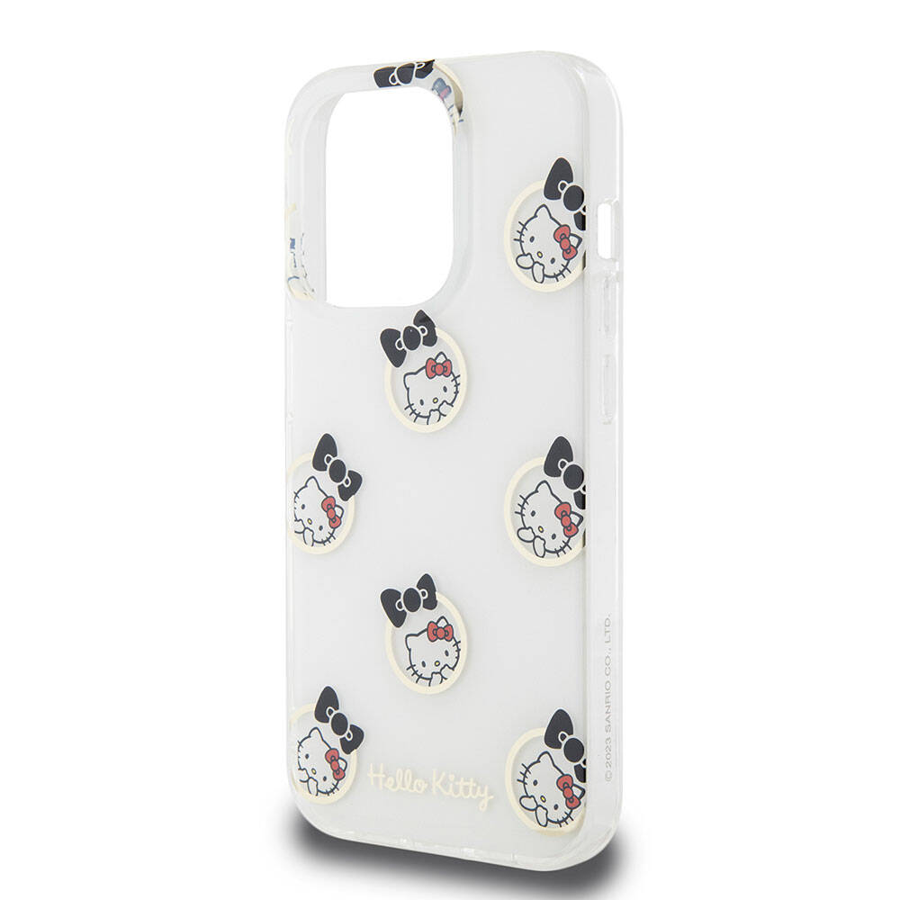 Apple iPhone 15 Pro Kılıf Hello Kitty Orjinal Lisanslı Elektroplating Kaplama Kabarcık Baskılı Kapak Siyah