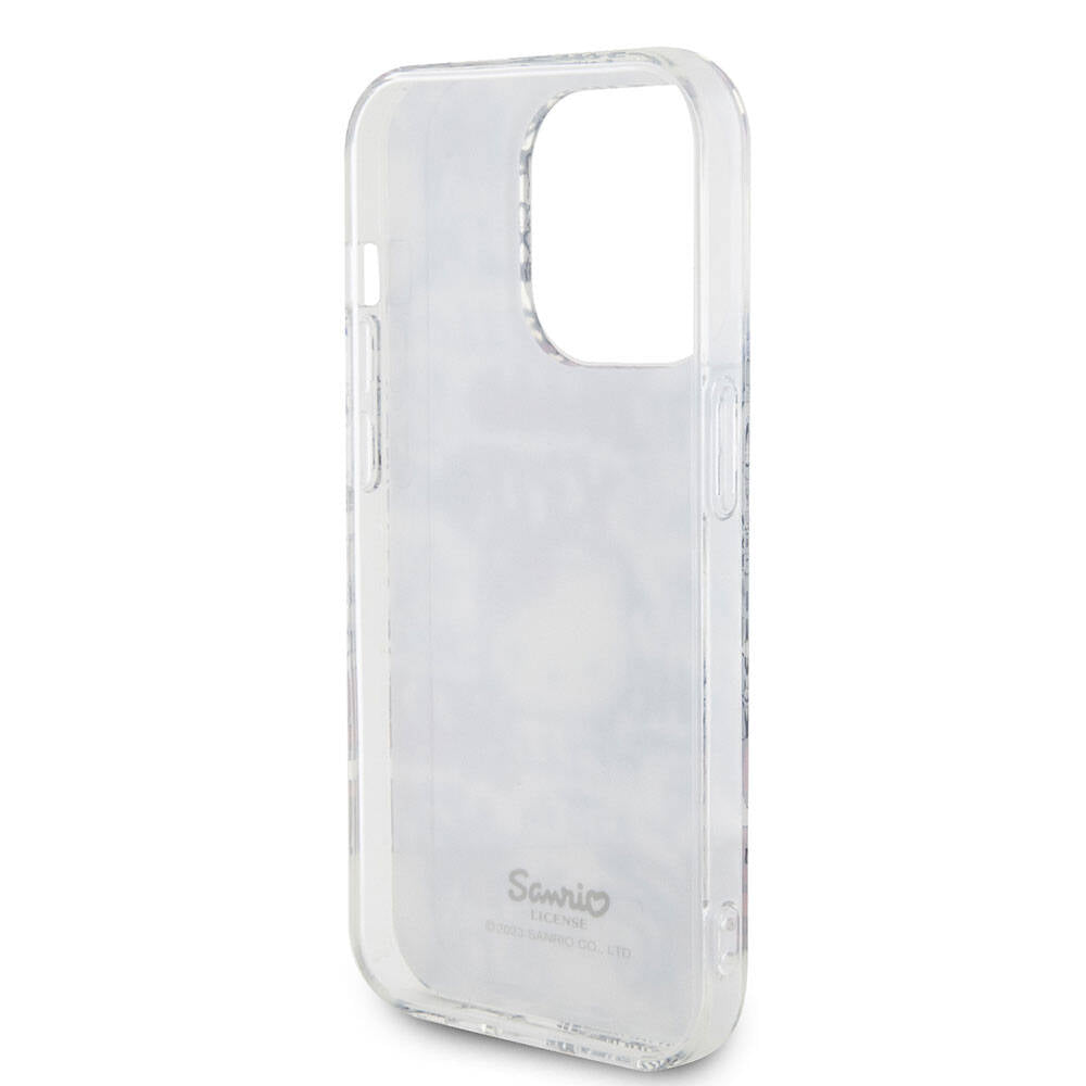 Apple iPhone 15 Pro Kılıf Hello Kitty Orjinal Lisanslı İkonik Logolu Etiket Graffiti Kapak Beyaz