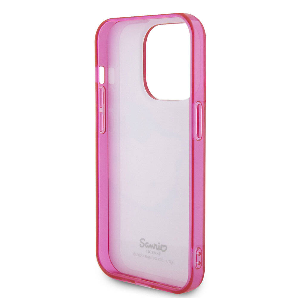 Apple iPhone 15 Pro Kılıf Hello Kitty Orjinal Lisanslı Yazı ve İkonik Logolu Kitty Head Kapak Pembe