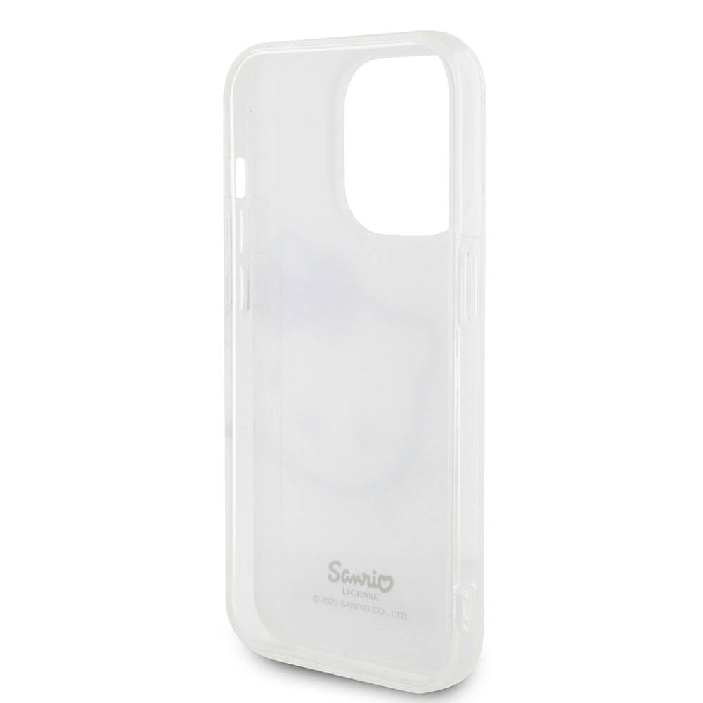 Apple iPhone 15 Pro Kılıf Hello Kitty Orjinal Lisanslı Yazı ve İkonik Logolu Kitty Head Kapak Beyaz