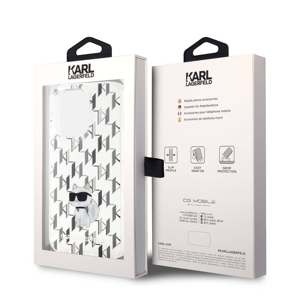 Apple iPhone 15 Pro Kılıf Karl Lagerfeld IML C Monogram Orjinal Lisanslı Kapak Pembe