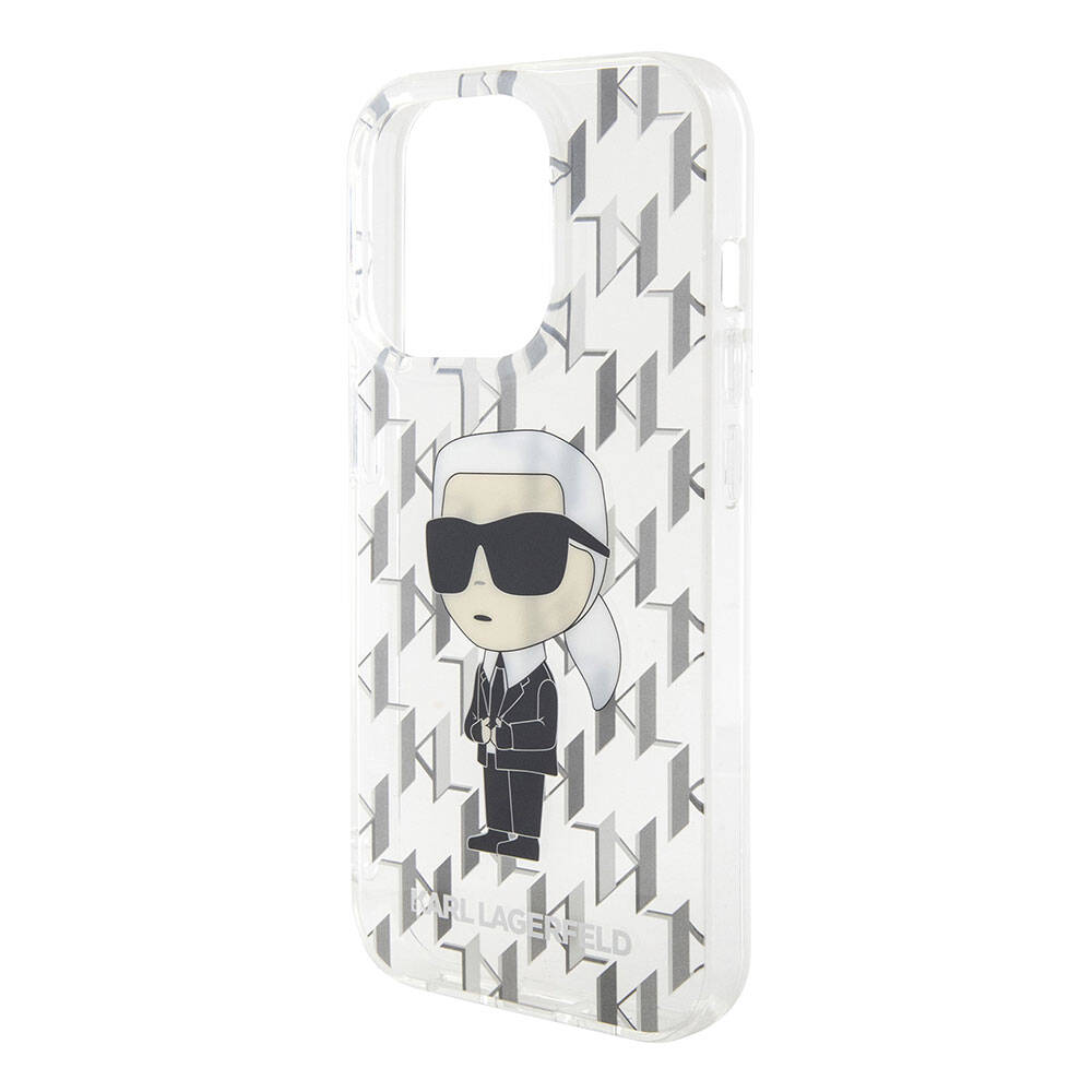 Apple iPhone 15 Pro Kılıf Karl Lagerfeld IML İkonik Monogram Orjinal Lisanslı Kapak Siyah