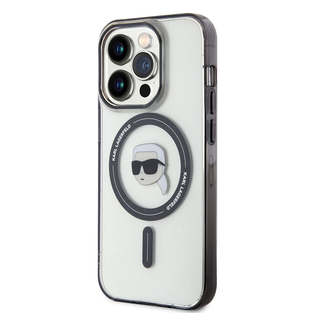 Apple iPhone 15 Pro Kılıf Karl Lagerfeld Magsafe Şarj Özellikli IML Karl Orjinal Lisanslı Kapak Renksiz