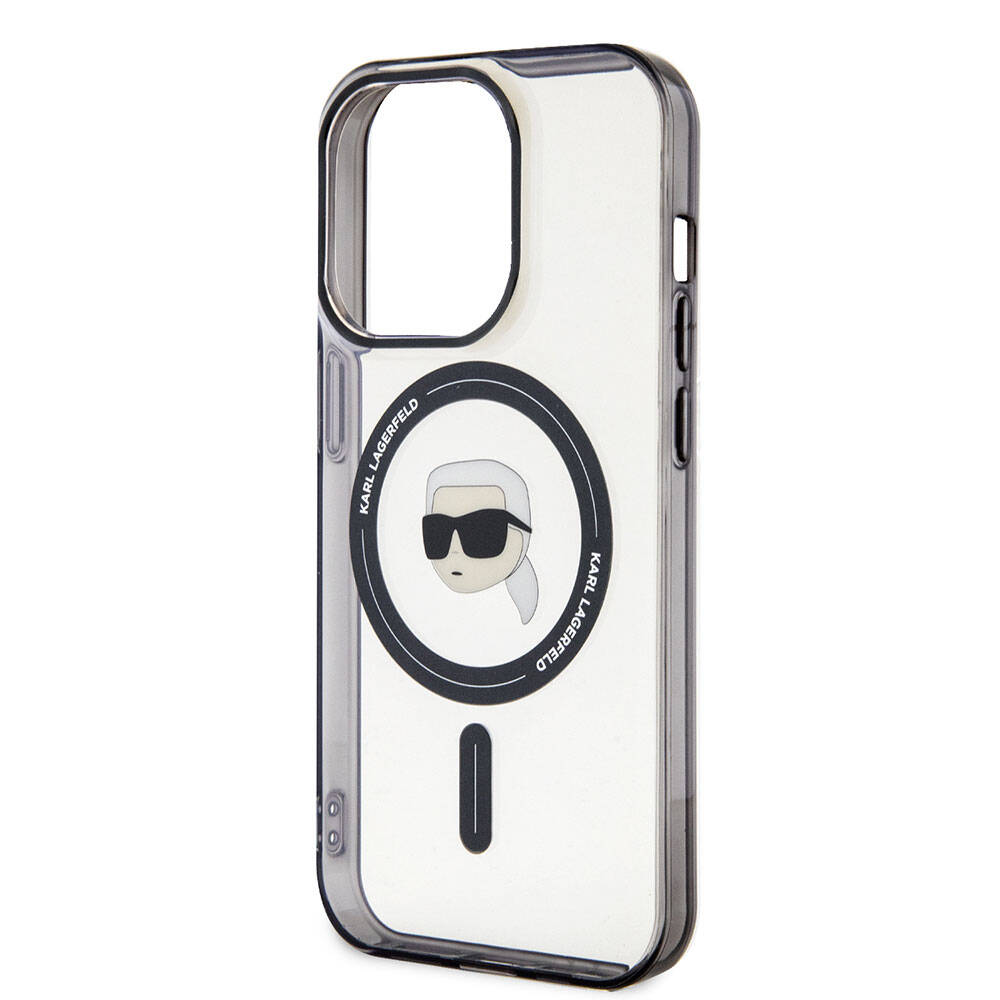 Apple iPhone 15 Pro Kılıf Karl Lagerfeld Magsafe Şarj Özellikli IML Karl Orjinal Lisanslı Kapak Renksiz