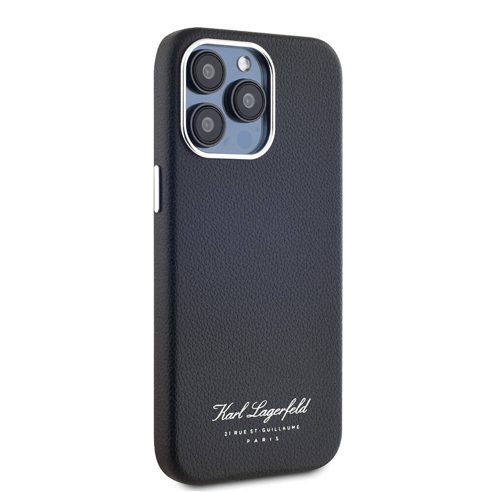 Apple iPhone 15 Pro Kılıf Karl Lagerfeld Orjinal Lisanslı KL Yazılı Hotel Kapak Siyah