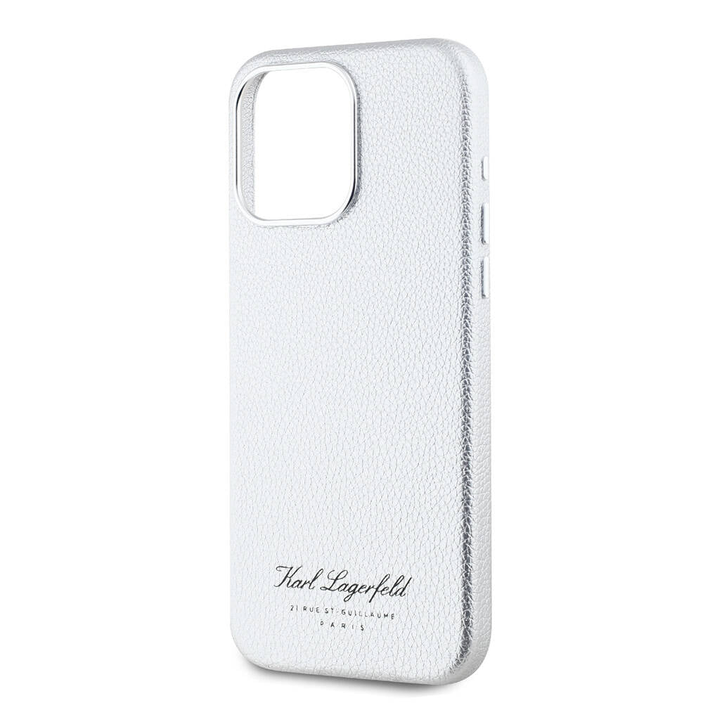 Apple iPhone 15 Pro Kılıf Karl Lagerfeld Orjinal Lisanslı KL Yazılı Hotel Kapak Gri