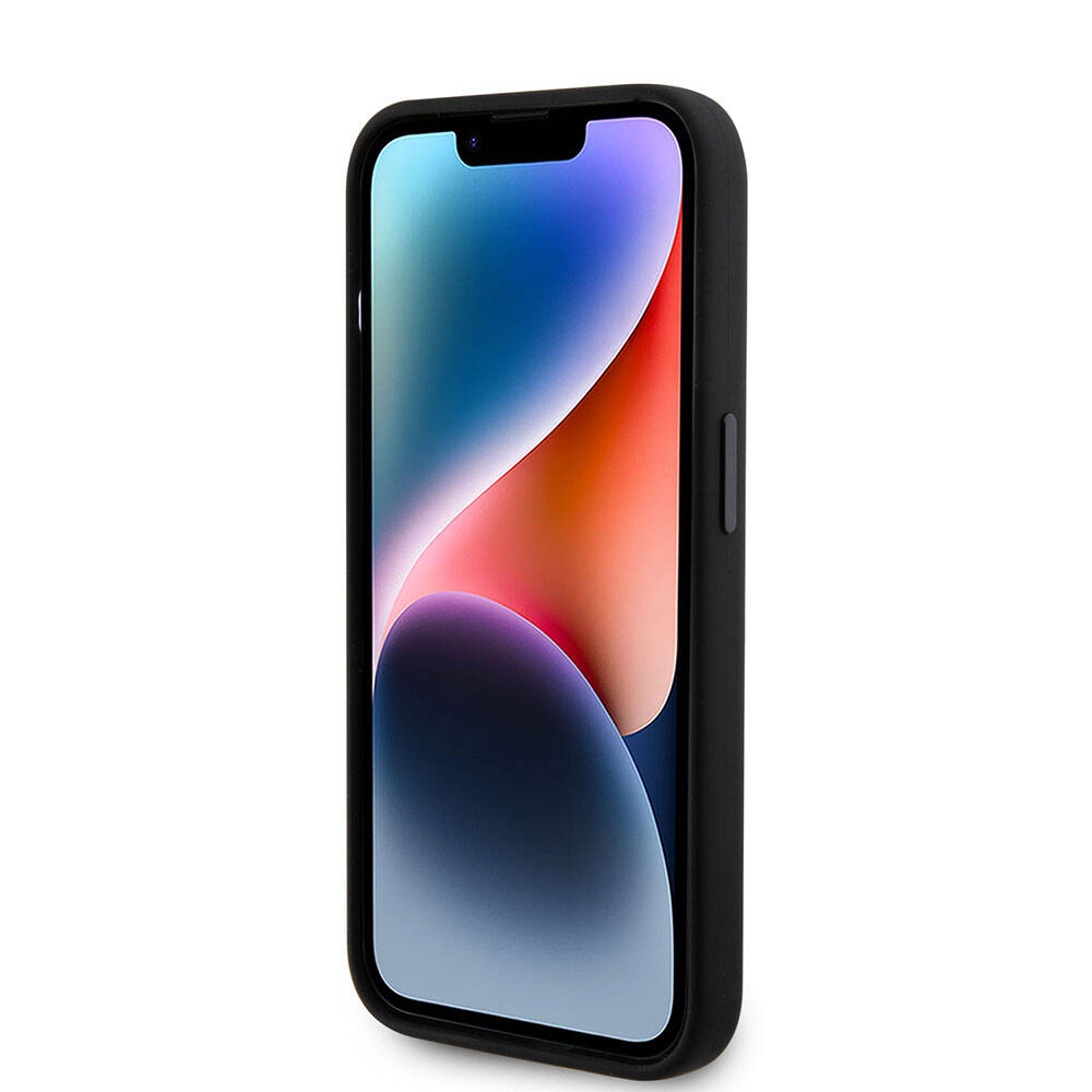 Apple iPhone 15 Pro Kılıf Karl Lagerfeld Silikon İkonik Metal Logo Orjinal Lisanslı Kapak Siyah