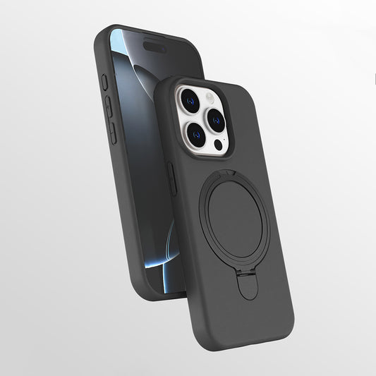 Apple iPhone 15 Pro Kılıf M-safe Şarj Özellikli Standlı Zore Samara Kapak Titanyum-Gri