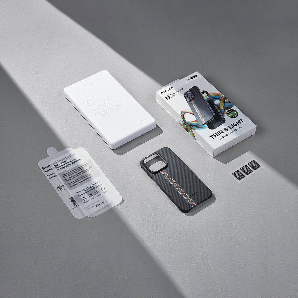 Apple iPhone 15 Pro Kılıf Magsafe Şarj Özellikli 600D Aramid Fiber Pitaka Tactile Woven Orchestra Serisi Rhapsody Kapak Siyah