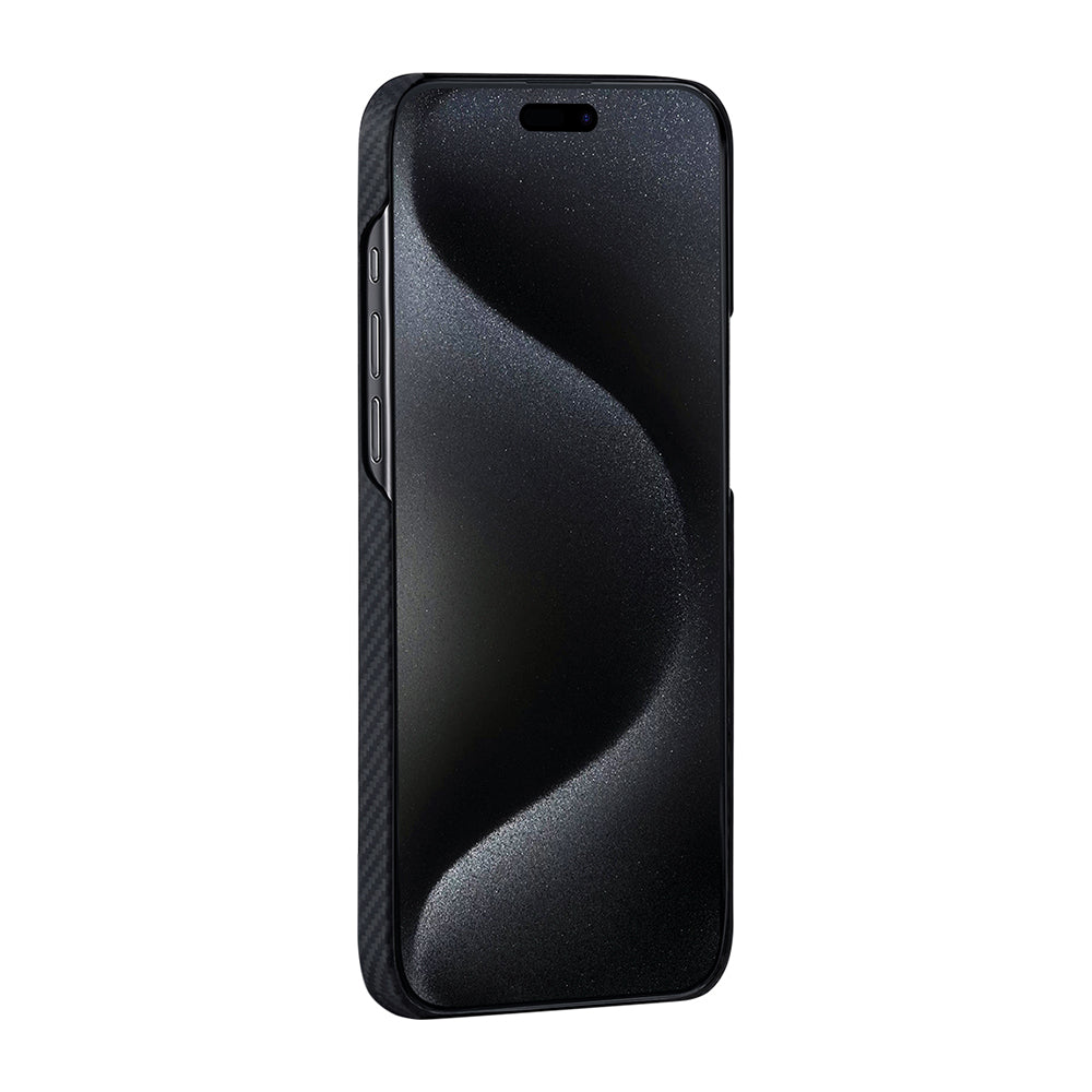 Apple iPhone 15 Pro Kılıf Magsafe Şarj Özellikli 600D Aramid Fiber Pitaka Tactile Woven Orchestra Serisi Rhapsody Kapak Siyah