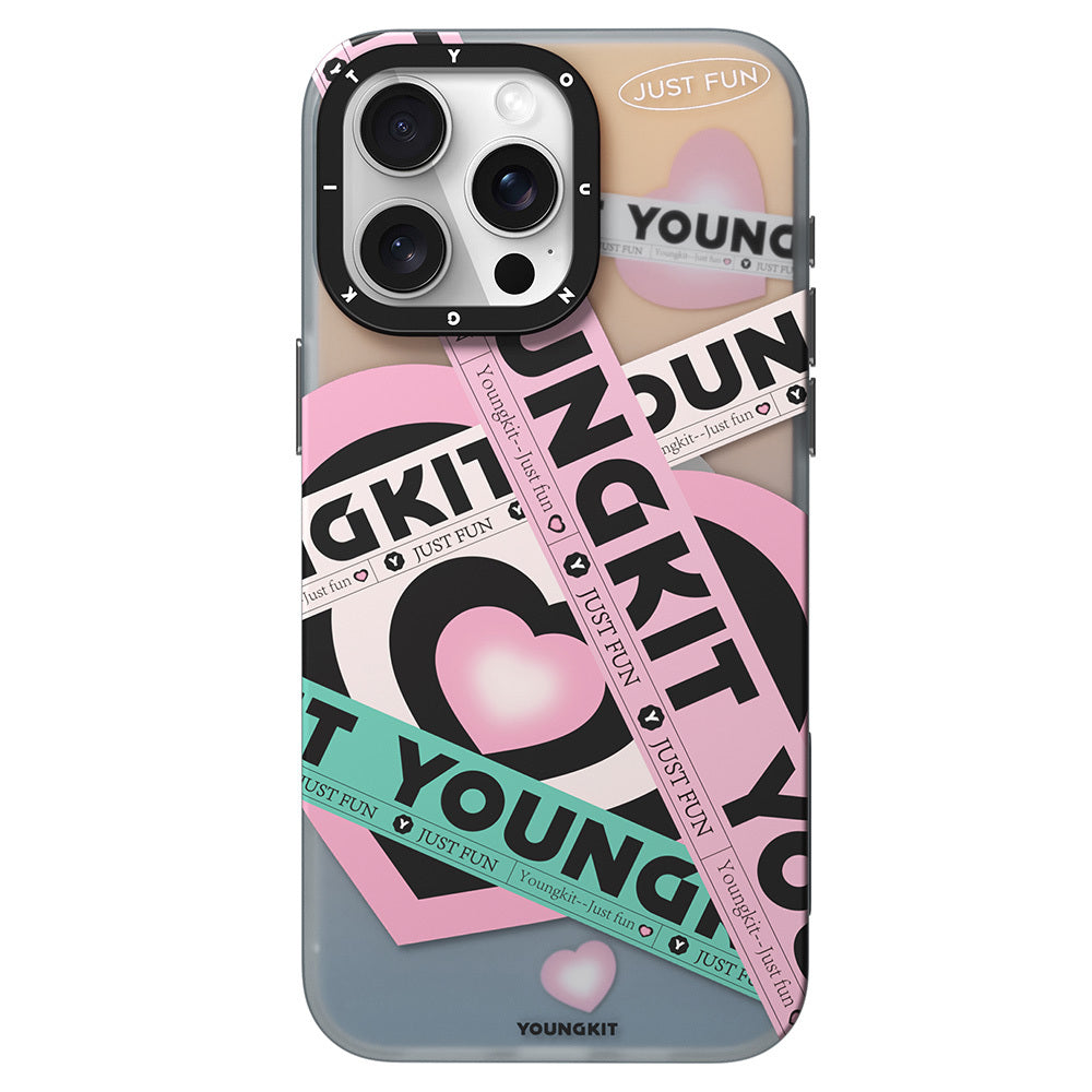 Apple iPhone 15 Pro Kılıf Magsafe Şarj Özellikli Airbagli Çift Katmanlı Youngkit Flipped Serisi Kapak Pembe