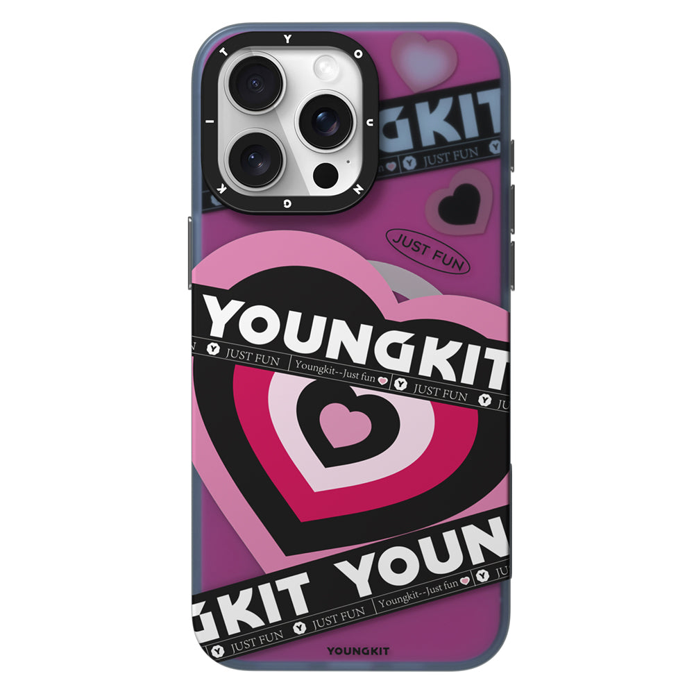 Apple iPhone 15 Pro Kılıf Magsafe Şarj Özellikli Airbagli Çift Katmanlı Youngkit Flipped Serisi Kapak Pembe Açık