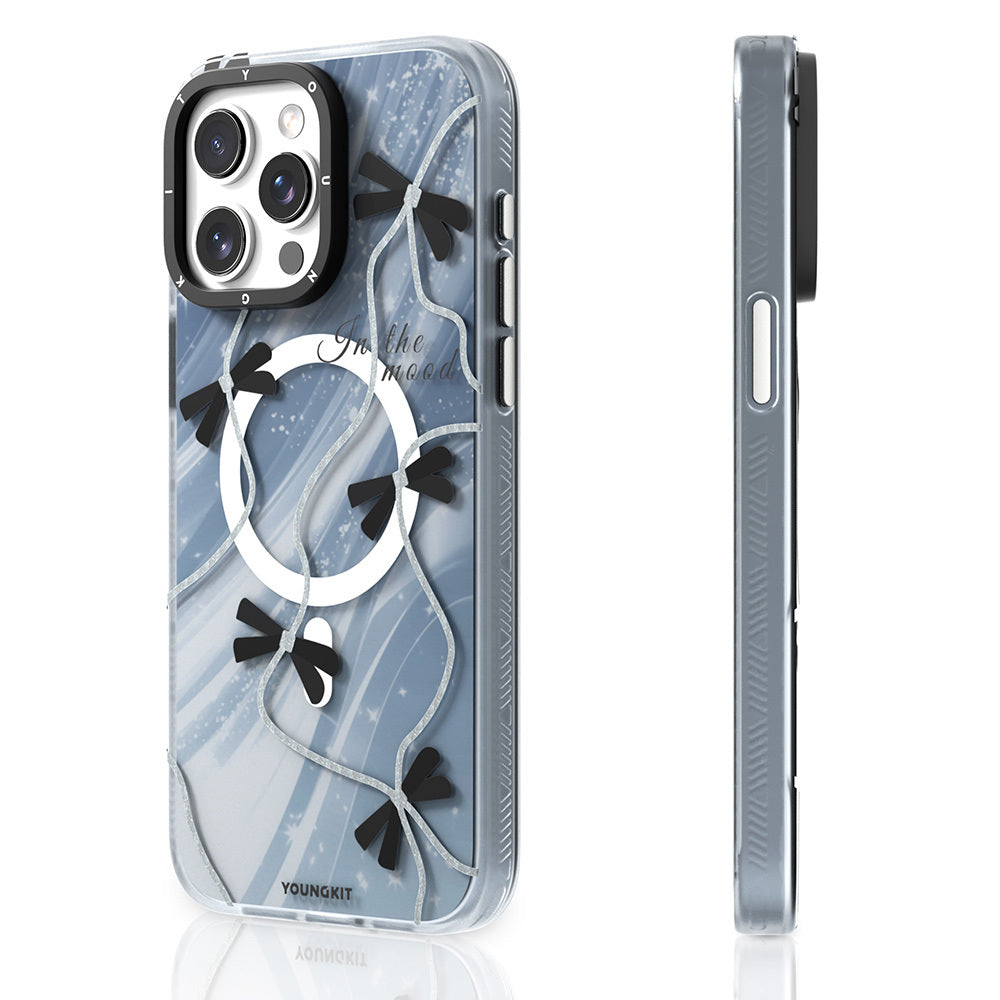 Apple iPhone 15 Pro Kılıf Magsafe Şarj Özellikli Airbagli Çift Katmanlı Youngkit Star&Butterfly Serisi Kapak Mor