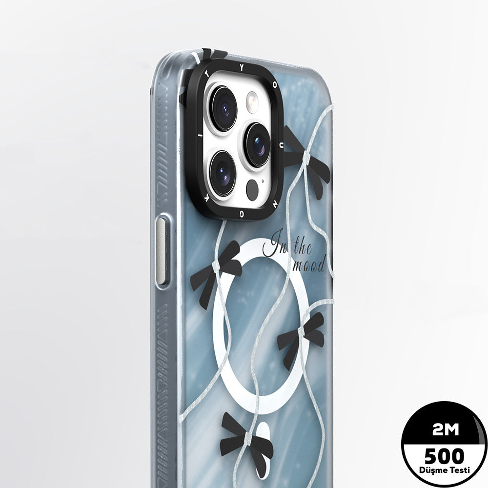 Apple iPhone 15 Pro Kılıf Magsafe Şarj Özellikli Airbagli Çift Katmanlı Youngkit Star&Butterfly Serisi Kapak Gri