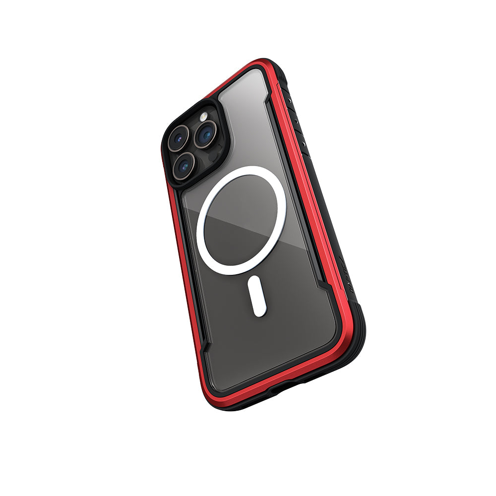 Apple iPhone 15 Pro Kılıf M-safe Şarj Özellikli Airbagli Raptic Shield Serisi Şeffaf Arka Yüzey Kapak Kırmızı