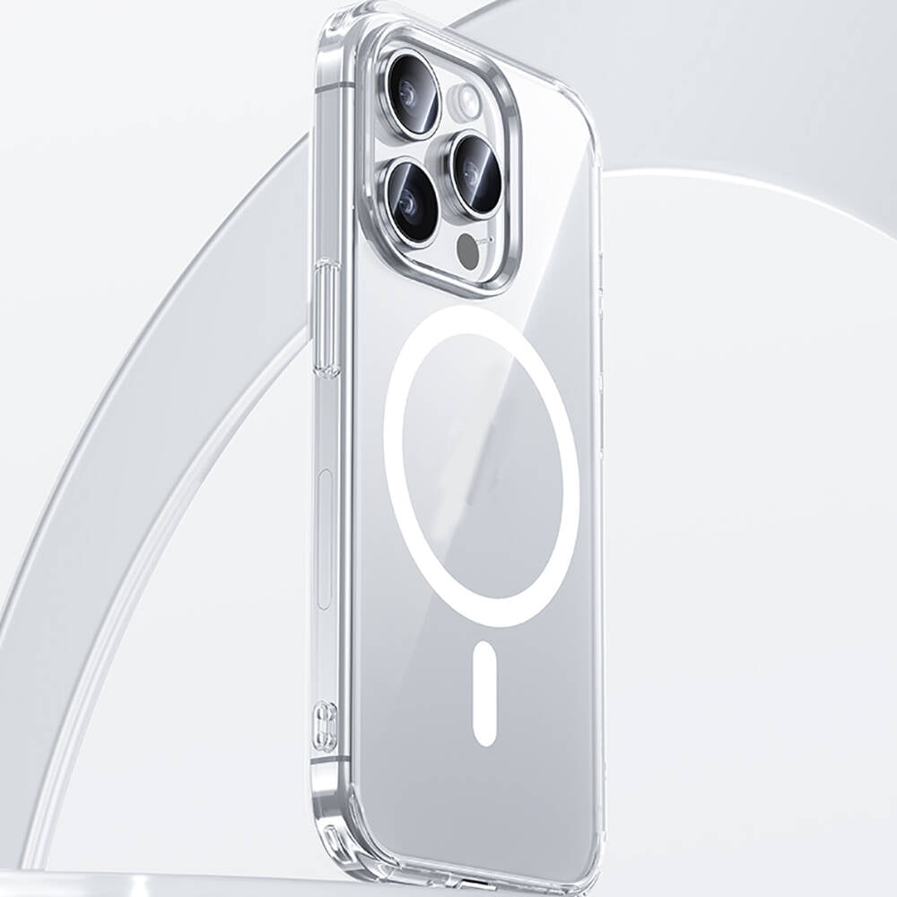 Apple iPhone 15 Pro Kılıf Magsafe Şarj Özellikli Airbagli Şeffaf Benks LucentPro Serisi Kapak Şeffaf