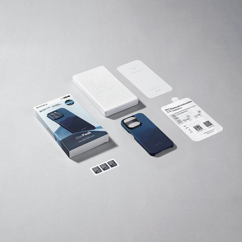 Apple iPhone 15 Pro Kılıf Magsafe Şarj Özellikli Aramid Fiber Pitaka Tactile Woven Starpeak Serisi Over The Horizon Kapak Mavi