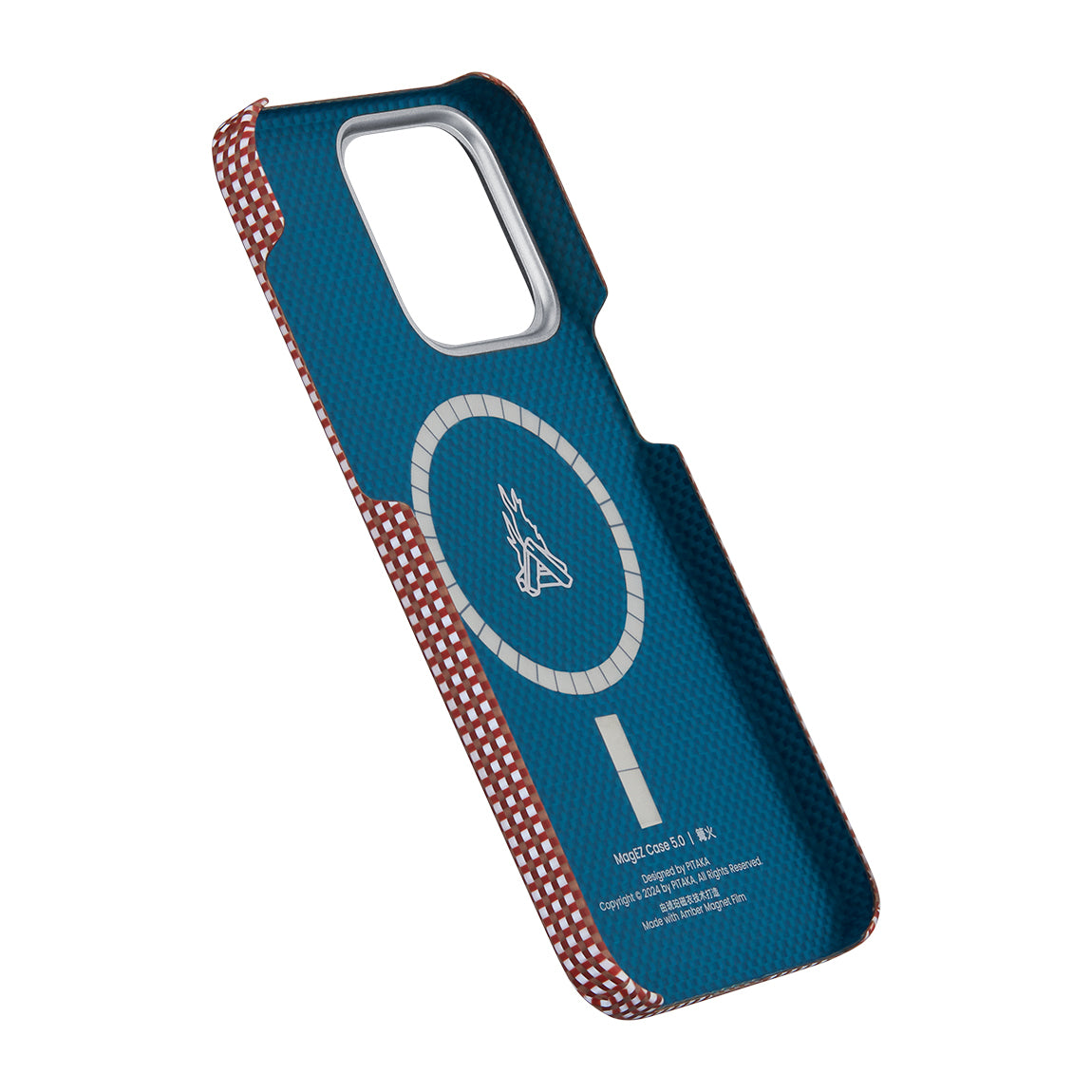 Apple iPhone 15 Pro Kılıf Magsafe Şarj Özellikli Awa Tasarımlı 1500D Aramid Fiber Pitaka Ultra-Slim Classic Serisi Bonfire Kapak Kırmızı