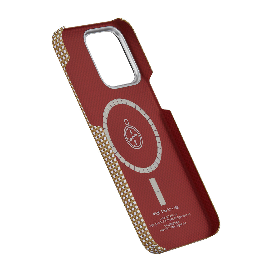 Apple iPhone 15 Pro Kılıf Magsafe Şarj Özellikli Awa Tasarımlı 1500D Aramid Fiber Pitaka Ultra-Slim Classic Serisi Canyon Kapak Sarı