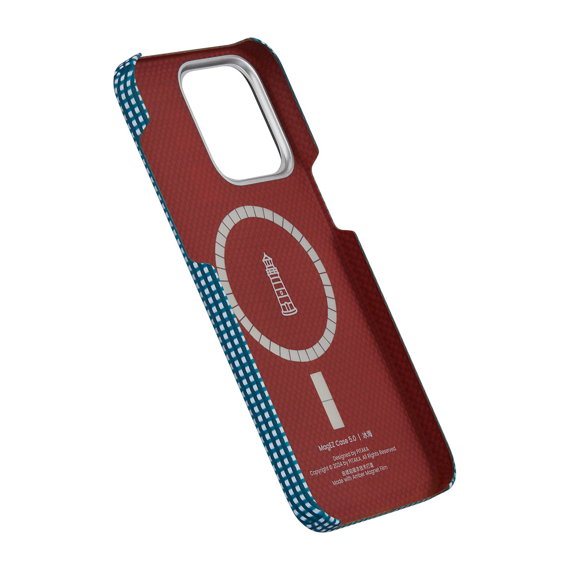 Apple iPhone 15 Pro Kılıf Magsafe Şarj Özellikli Awa Tasarımlı 1500D Aramid Fiber Pitaka Ultra-Slim Classic Serisi Ocean Kapak Mavi