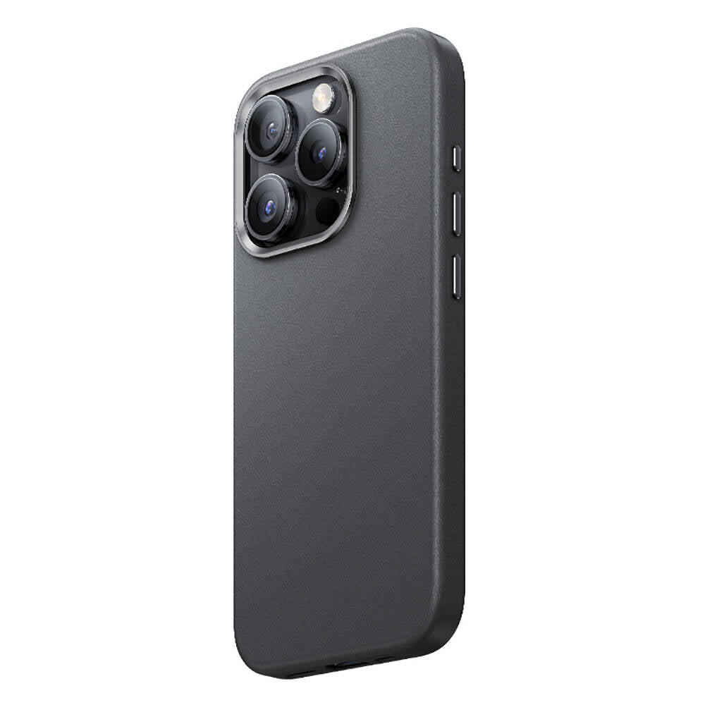 Apple iPhone 15 Pro Kılıf Magsafe Şarj Özellikli Benks Vintage Leather Kapak Gri