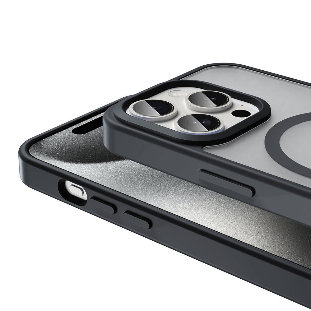 Apple iPhone 15 Pro Kılıf M-safe Şarj Özellikli Mat Arka Yüzey Zore Sio Kapak Lacivert