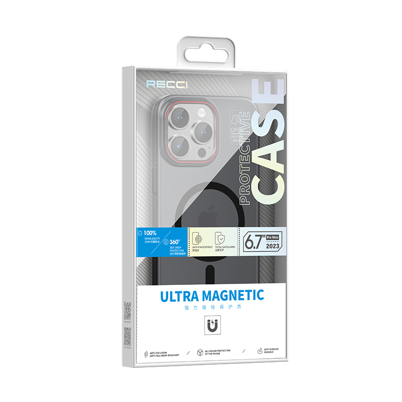 Apple iPhone 15 Pro Kılıf Magsafe Şarj Özellikli Standlı Metal Kamera Çerçeveli Mat Recci Glaze Serisi Kapak Beyaz