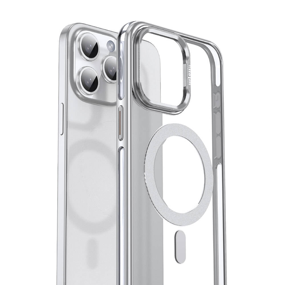 Apple iPhone 15 Pro Kılıf Magsafe Şarj Özellikli Wlons Standlı Efsane Kapak Mavi