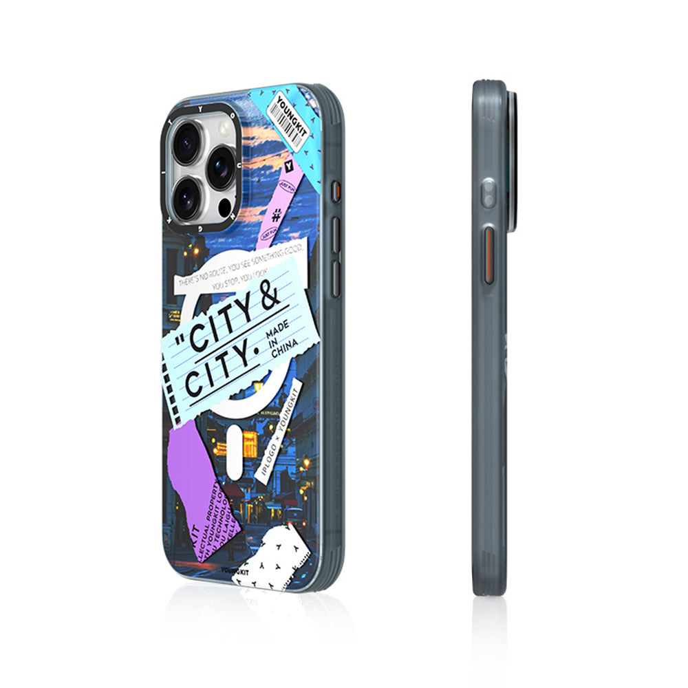 Apple iPhone 15 Pro Kılıf Magsafe Şarj Özellikli Youngkit A-City Serisi Kapak Mavi