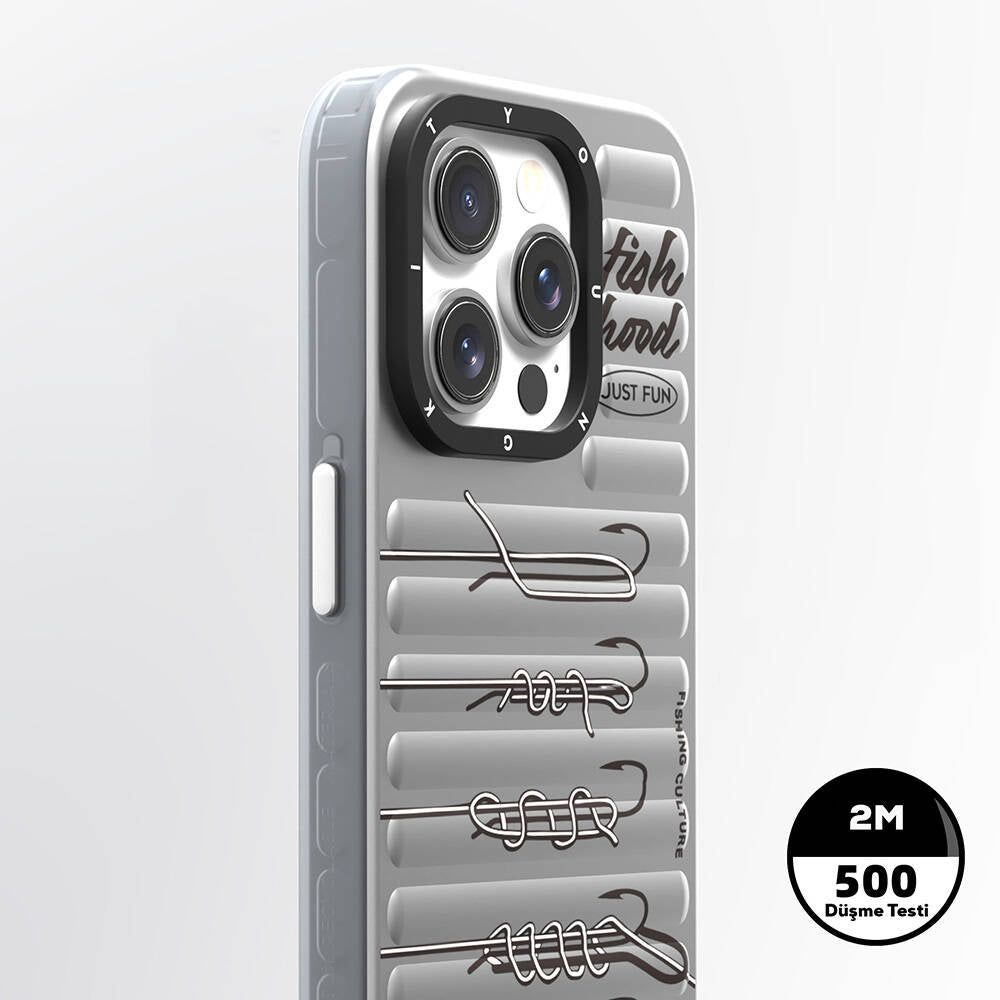 Apple iPhone 15 Pro Kılıf Magsafe Şarj Özellikli Youngkit Fishing Serisi Kapak Gri