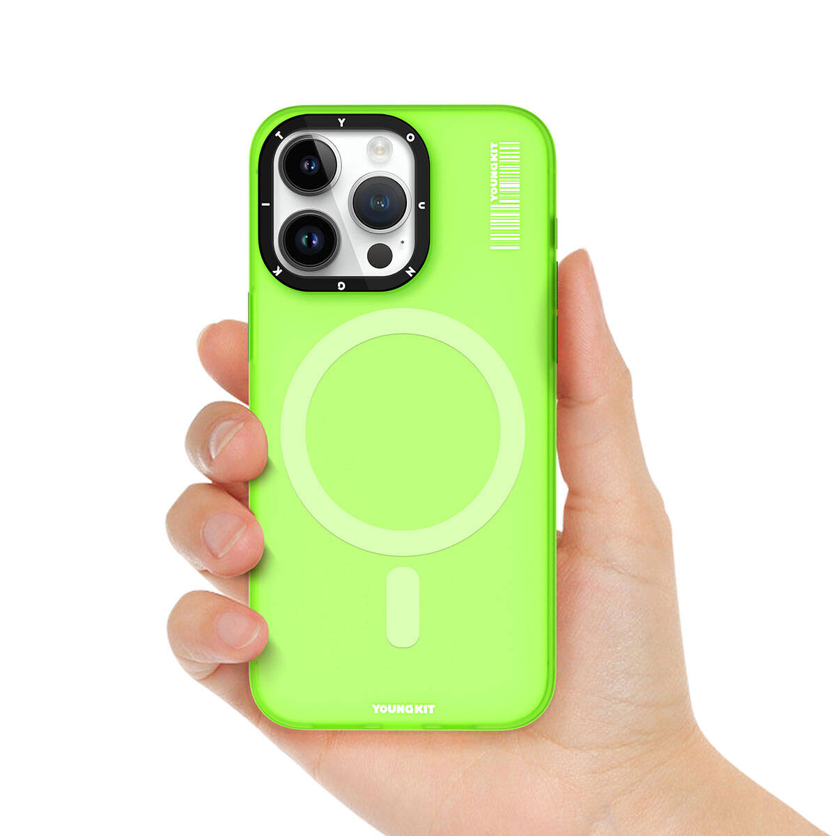 Apple iPhone 15 Pro Kılıf Magsafe Şarj Özellikli Youngkit Hidden Sand Serisi Kapak Pembe