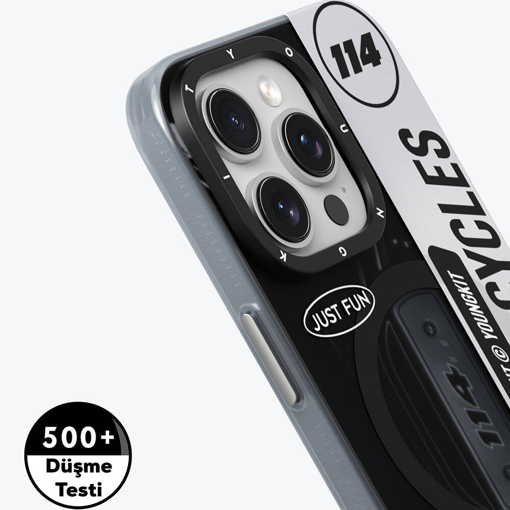 Apple iPhone 15 Pro Kılıf Magsafe Şarj Özellikli Youngkit Motorcycle Legend Serisi Kapak Yeşil