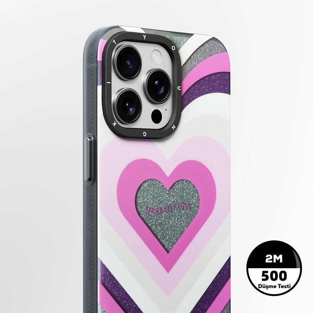 Apple iPhone 15 Pro Kılıf Magsafe Şarj Özellikli Youngkit Star Dazzle Serisi Kapak Pembe