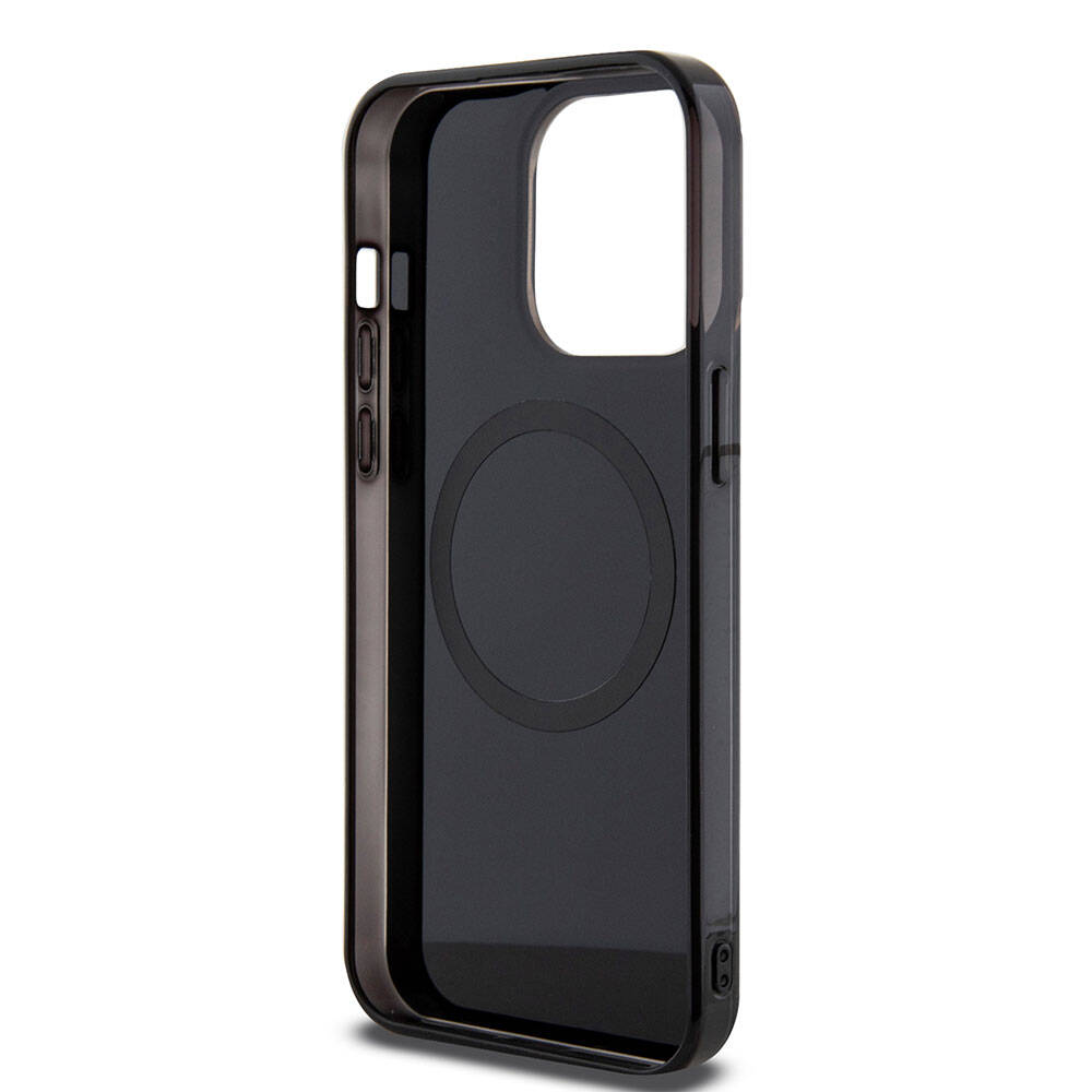 Apple iPhone 15 Pro Kılıf Mercedes Benz Orjinal Lisanslı Magsafe Şarj Özellikli Çift Katmanlı Paralel Çizgi Desenli Kapak Siyah