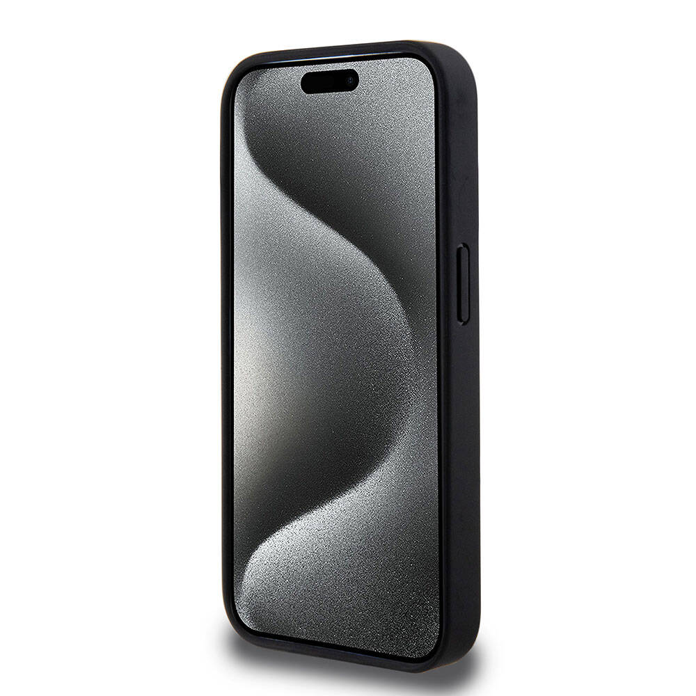 Apple iPhone 15 Pro Kılıf Mercedes Benz Orjinal Lisanslı Magsafe Şarj Özellikli Mühürlü Yıldız Desenli ve Logolu Deri Kapak Lacivert