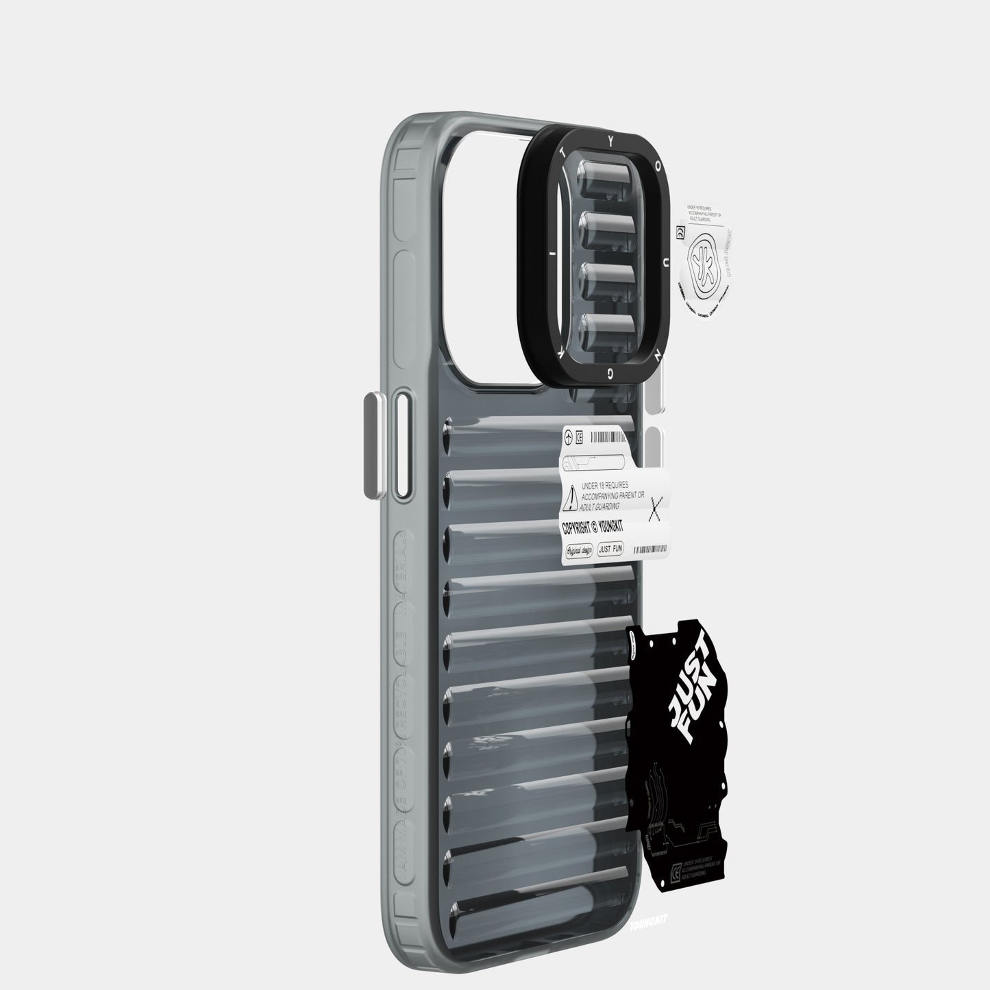 Apple iPhone 15 Pro Kılıf Şeffaf Renkli Tasarım YoungKit Fluorite Serisi Kapak Pembe