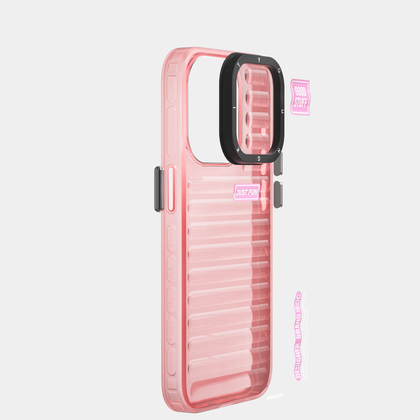 Apple iPhone 15 Pro Kılıf Şeffaf Renkli Tasarım YoungKit Fluorite Serisi Kapak Pembe