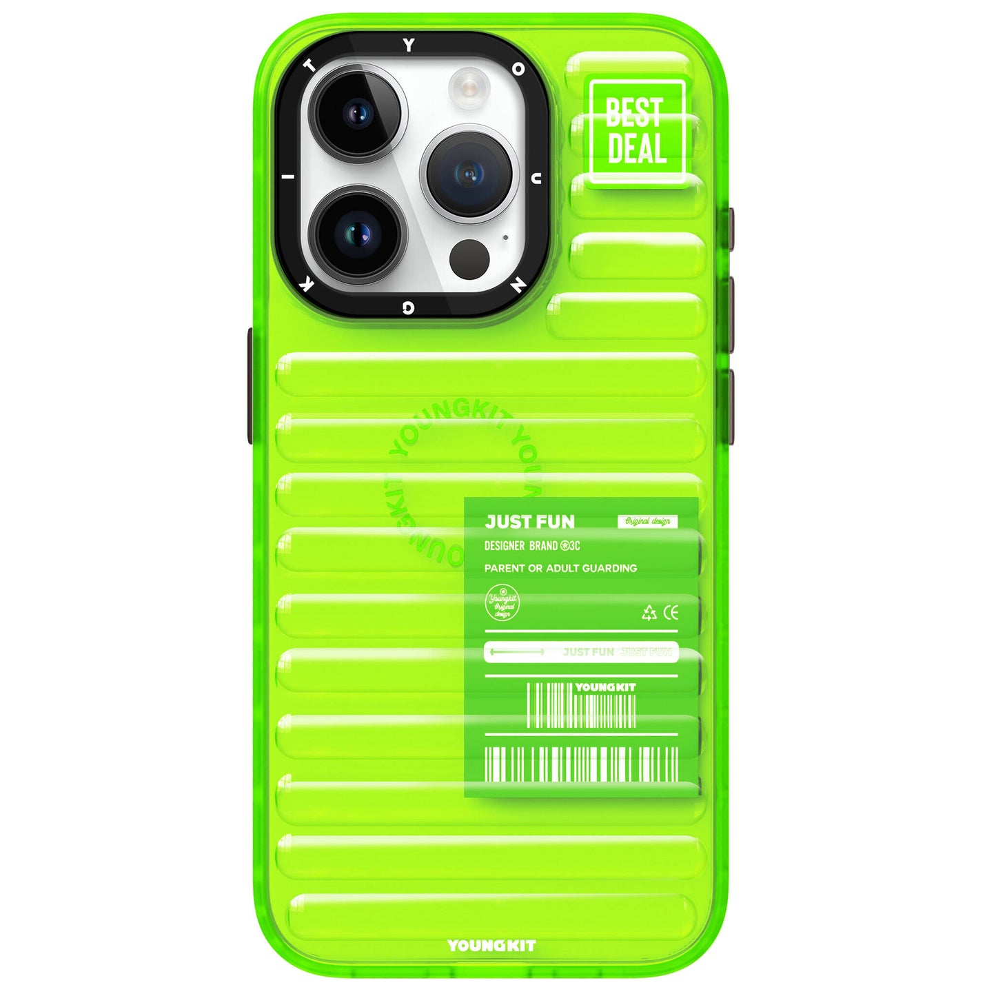 Apple iPhone 15 Pro Kılıf Şeffaf Renkli Tasarım YoungKit Fluorite Serisi Kapak Siyah