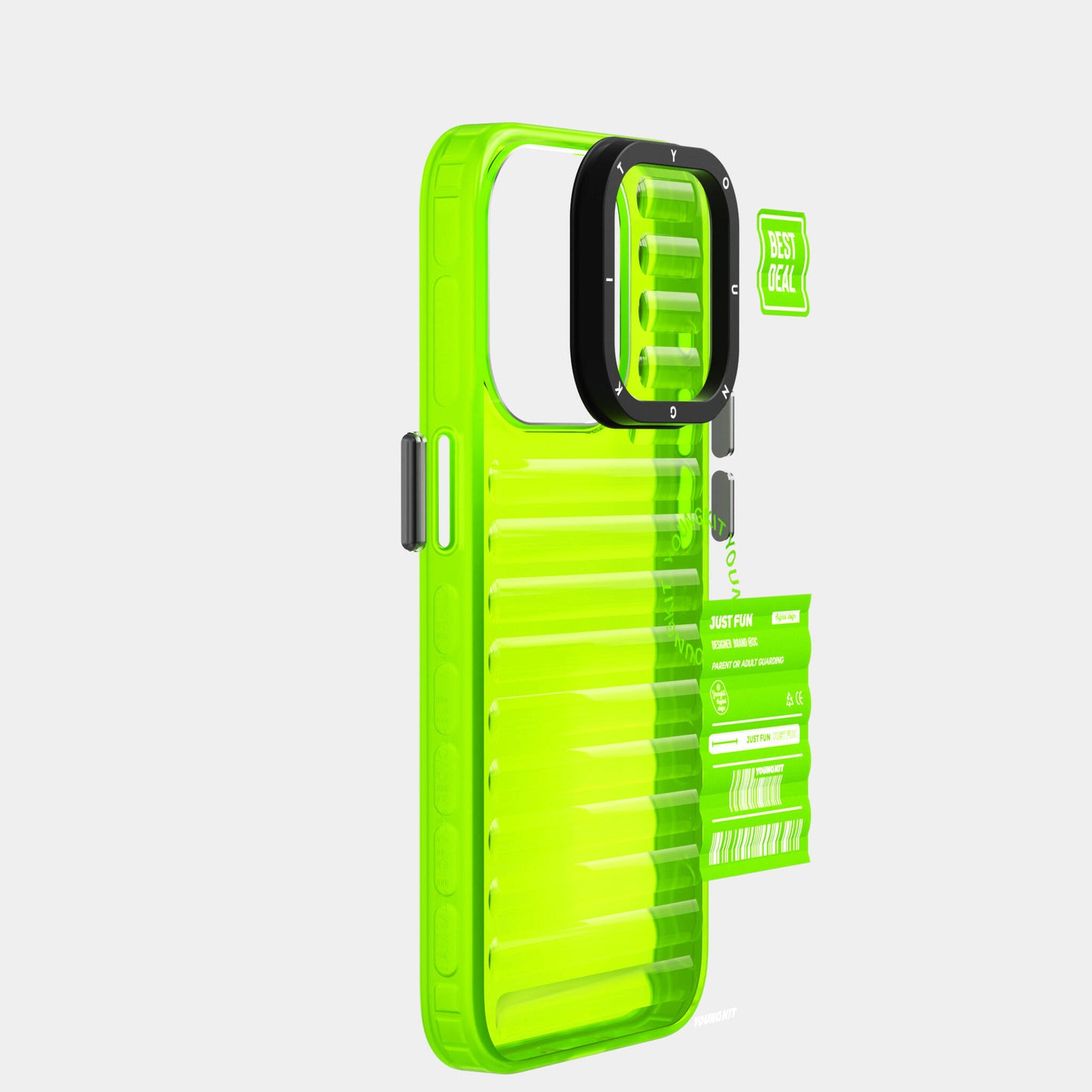 Apple iPhone 15 Pro Kılıf Şeffaf Renkli Tasarım YoungKit Fluorite Serisi Kapak Pembe