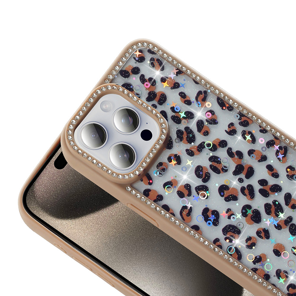 Apple iPhone 15 Pro Kılıf Taşlı ve Simli Tasarım Zore Azra Kapak Gold