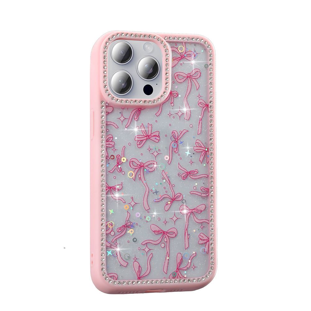 Apple iPhone 15 Pro Kılıf Taşlı ve Simli Tasarım Zore Azra Kapak Siyah