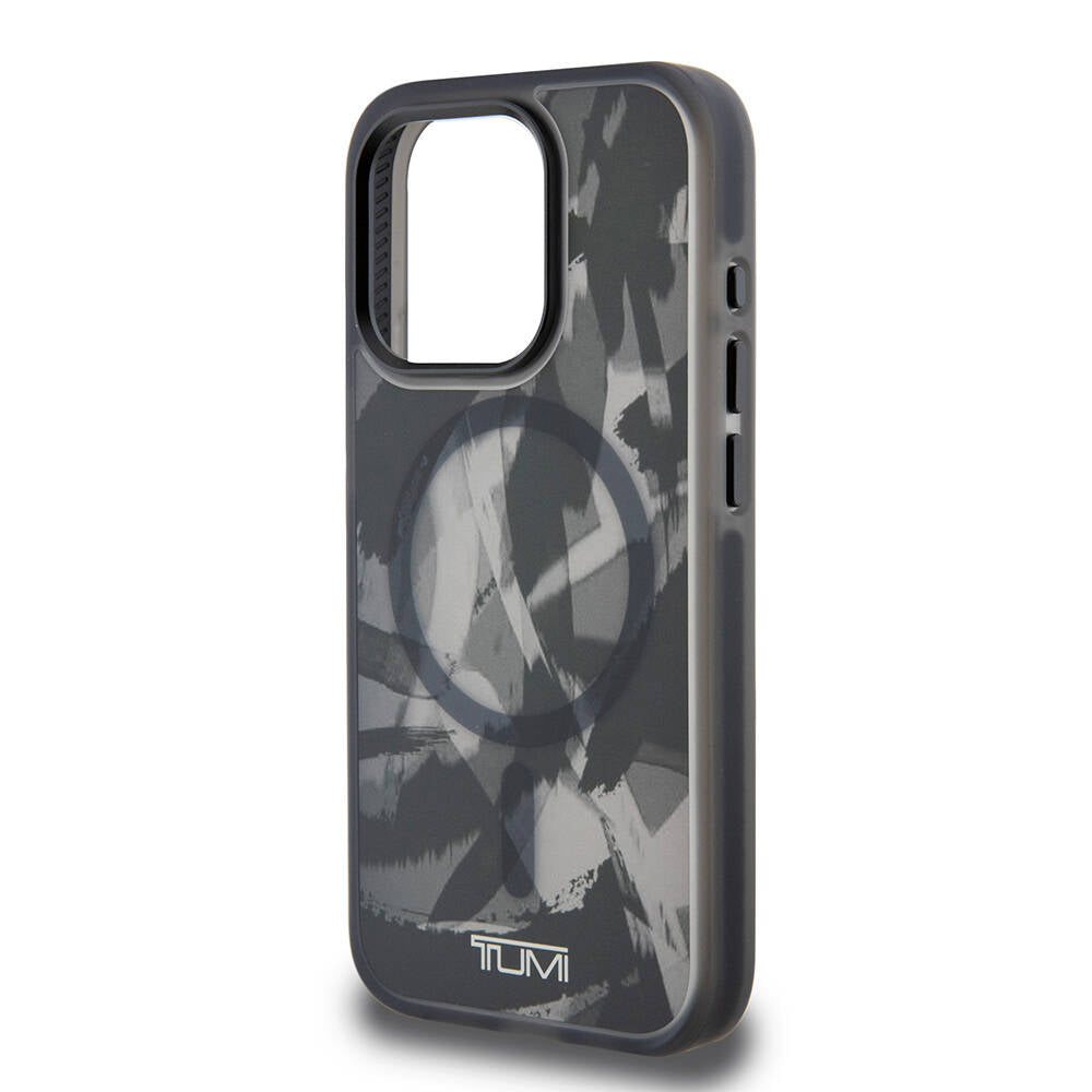 Apple iPhone 15 Pro Kılıf TUMI Orjinal Lisanslı Magsafe Şarj Özellikli Buzlanmış Saydam Fırça Kamuflajı Desenli Kapak Yeşil