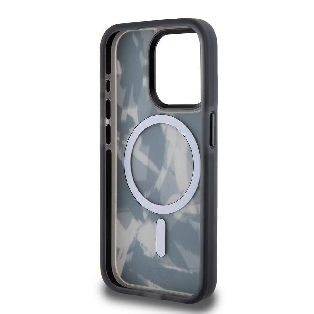 Apple iPhone 15 Pro Kılıf TUMI Orjinal Lisanslı Magsafe Şarj Özellikli Buzlanmış Saydam Fırça Kamuflajı Desenli Kapak Yeşil