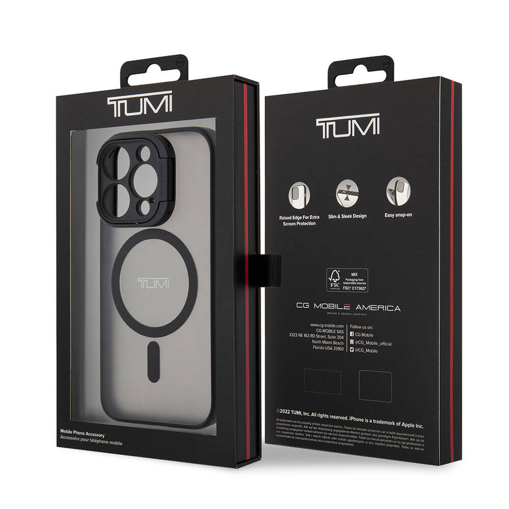 Apple iPhone 15 Pro Kılıf TUMI Orjinal Lisanslı Magsafe Şarj Özellikli Kamera Standlı Buzlu Mat Kapak Mavi