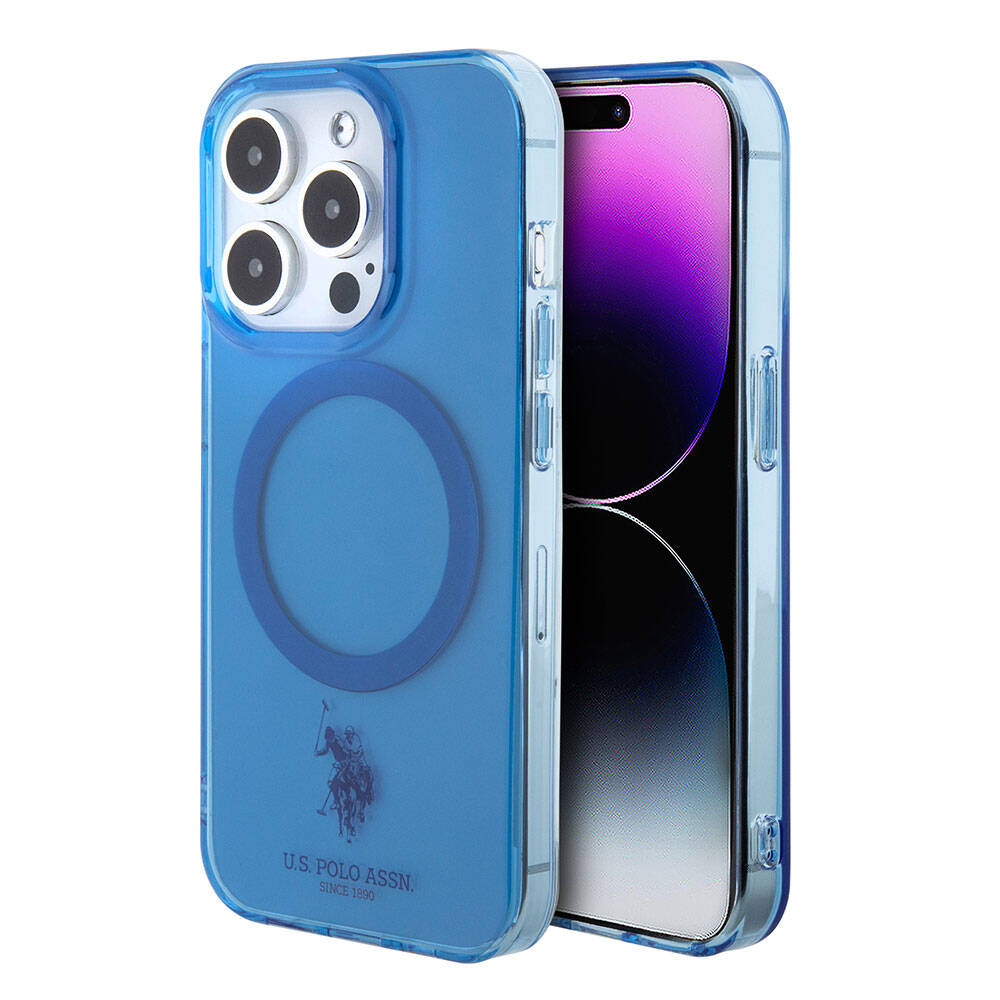 Apple iPhone 15 Pro Kılıf U.S. Polo Assn. Orjinal Lisanslı Magsafe Şarj Özellikli Transparan Tasarım Kapak Mor