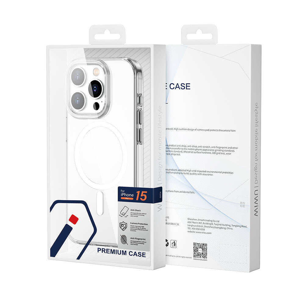 Apple iPhone 15 Pro Kılıf Wiwu BC-022 Magsafe Şarj Özellikli Şeffaf Transparan Kapak Renksiz