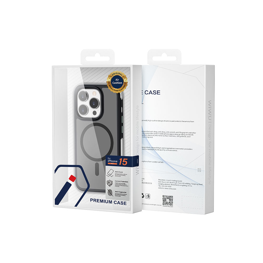 Apple iPhone 15 Pro Kılıf Wiwu ZKK-012 Magsafe Şarj Özellikli Air Cushion Kapak Mavi