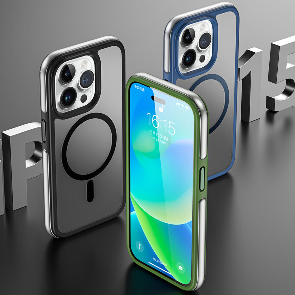 Apple iPhone 15 Pro Kılıf Wiwu ZKK-012 Magsafe Şarj Özellikli Air Cushion Kapak Yeşil