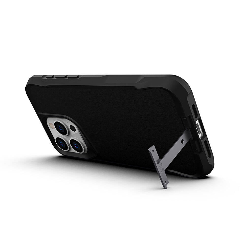 Apple iPhone 15 Pro Kılıf Zore Airbag Kenarlı T-Max Mat Standlı Kapak Siyah