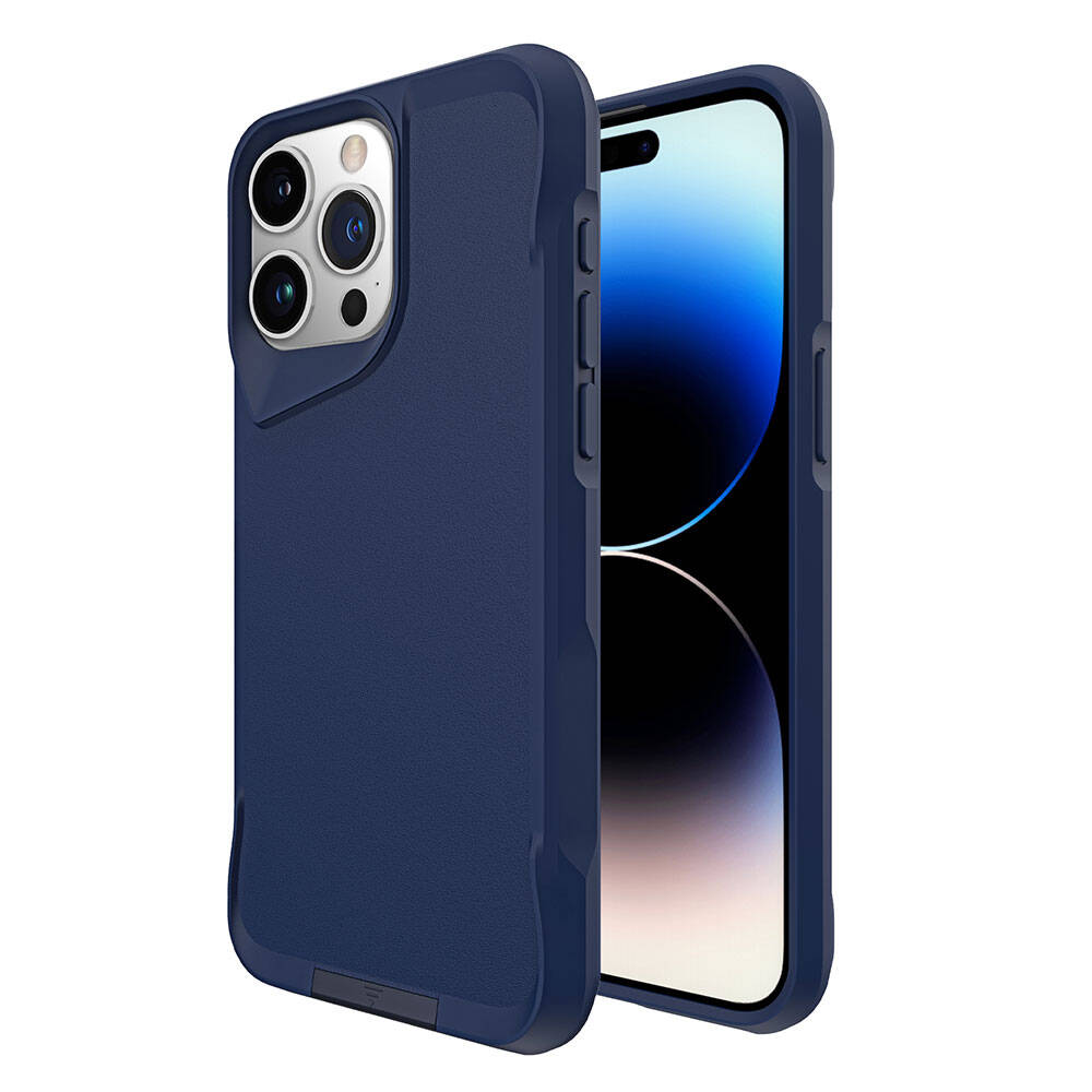 Apple iPhone 15 Pro Kılıf Zore Airbag Kenarlı T-Max Mat Standlı Kapak Lacivert